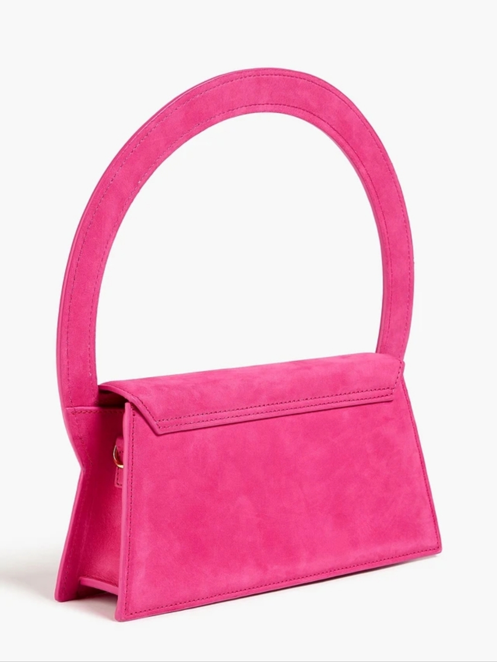 Jacquemus Designer Purse Suede Bovine Leather Fuchsia Circular-Handle Bag Spain - Picture 3 of 6